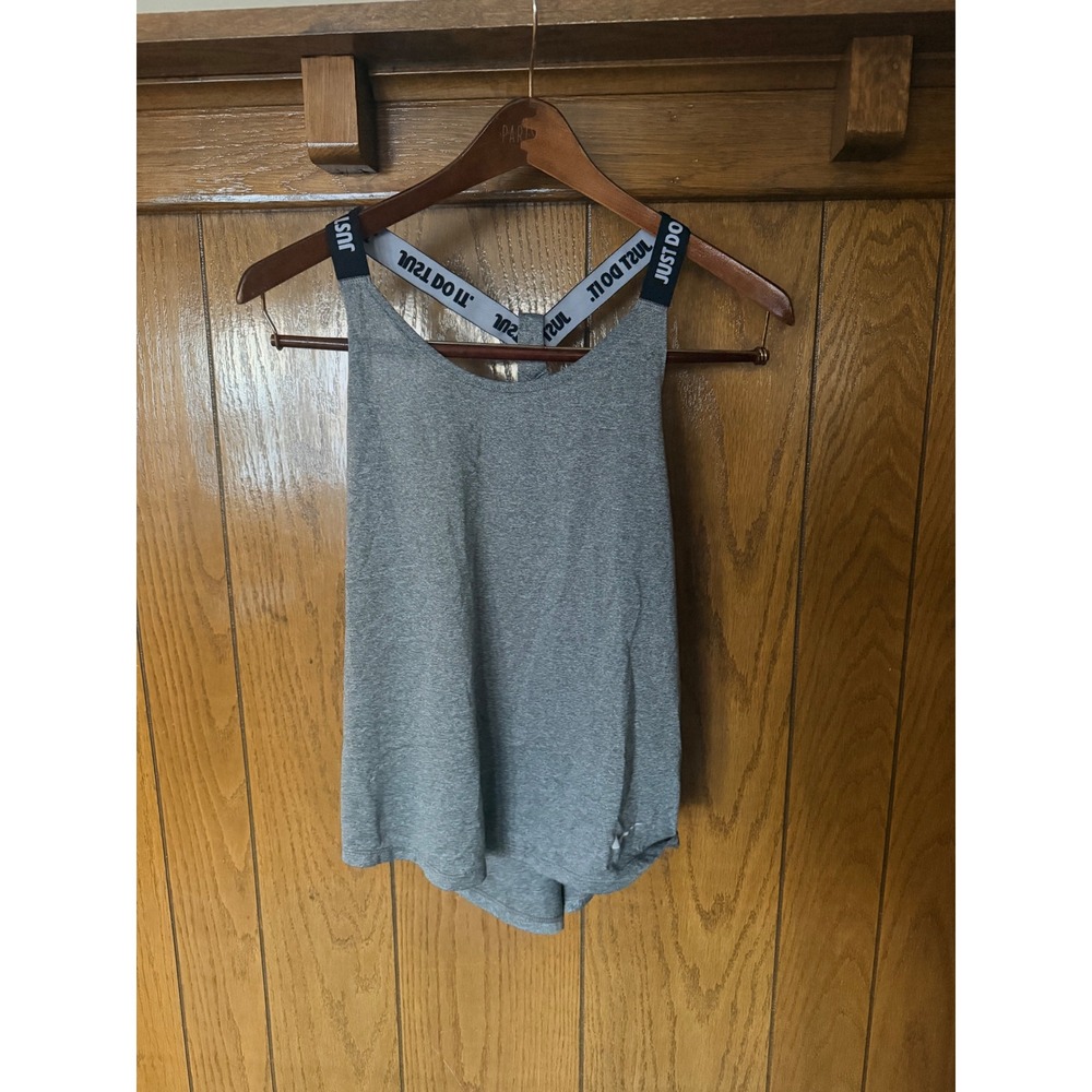 Nike Dri-FIT Tank Top Gray Just Do It Elastic Strap Racerback Womens Medium
